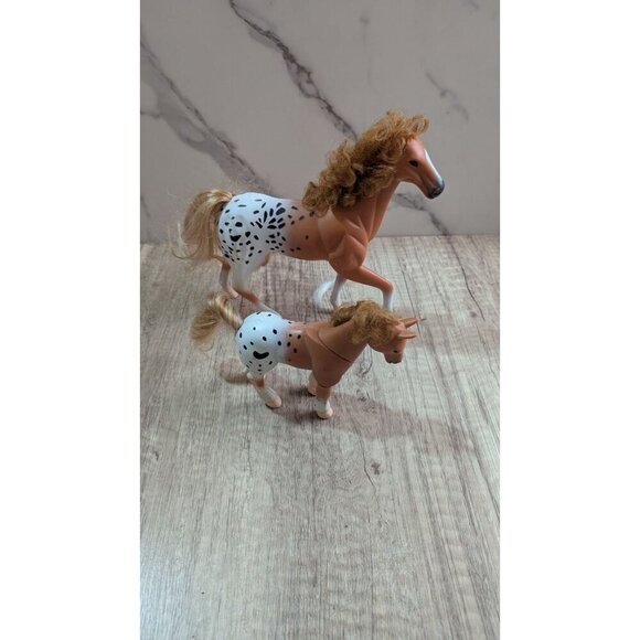 Vintage Kid Kore Appaloosa Horse Figurines Set Of 2 With Curly Manes & Tails - Picture 10 of 10